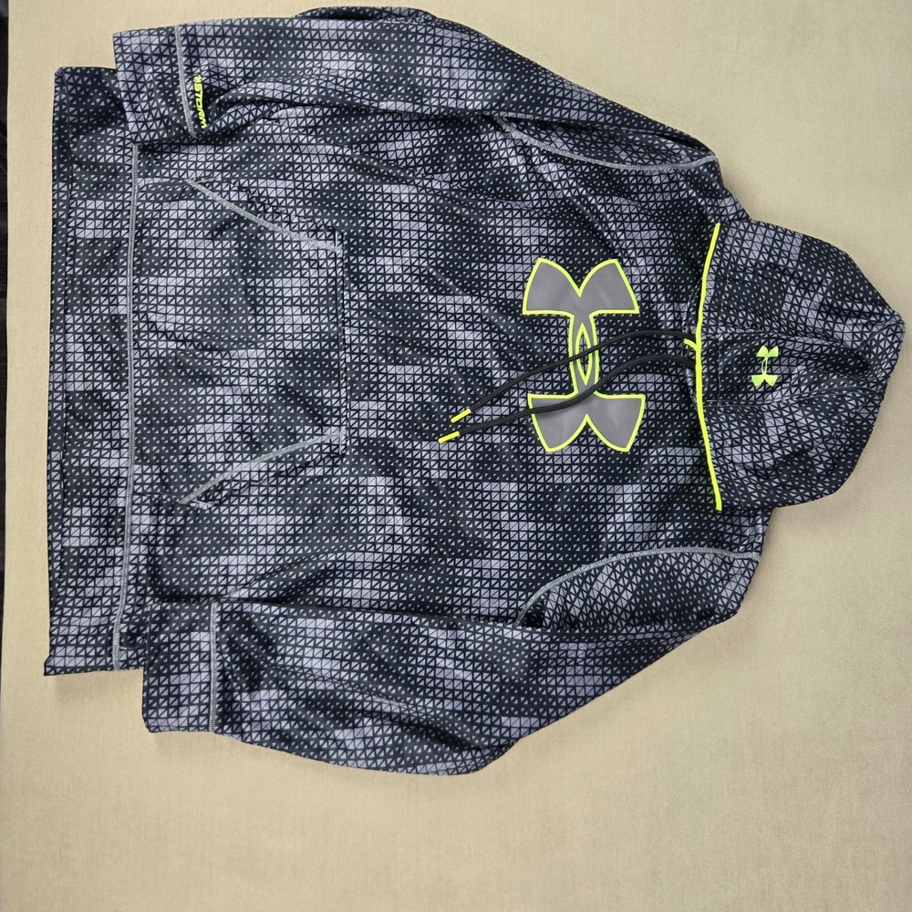 Under Armour Storm Hoodie Mens 3XL Black Grey Geometric Neon Yellow 1248322 FW14